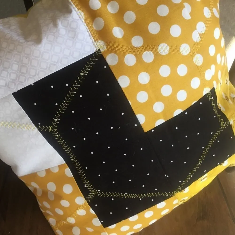 CLOSEOUT SALE $10 NWT Hand Crafted Quilted Pillow in Yellow, White  Black